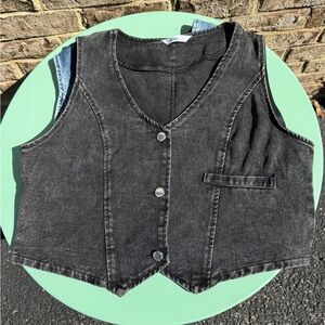 Vintage Black Denim Vest